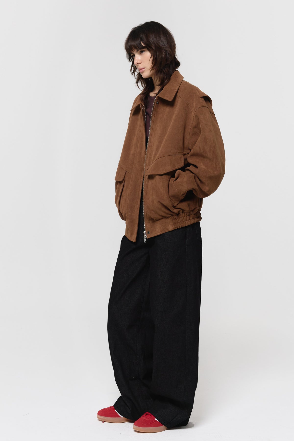 26FW FAUX SUEDE BOMBER