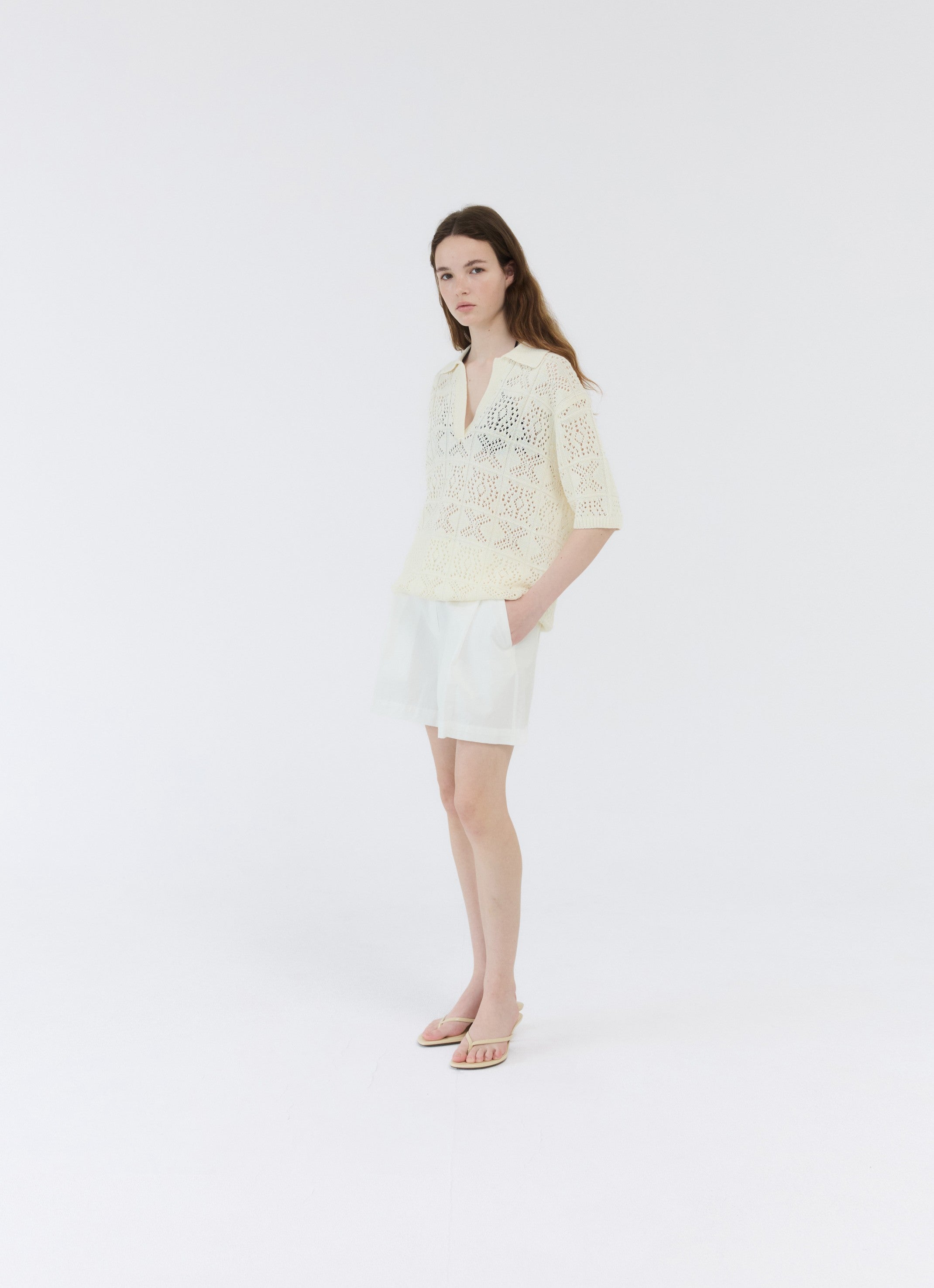 CROCHET KNIT COLLAR TOP
