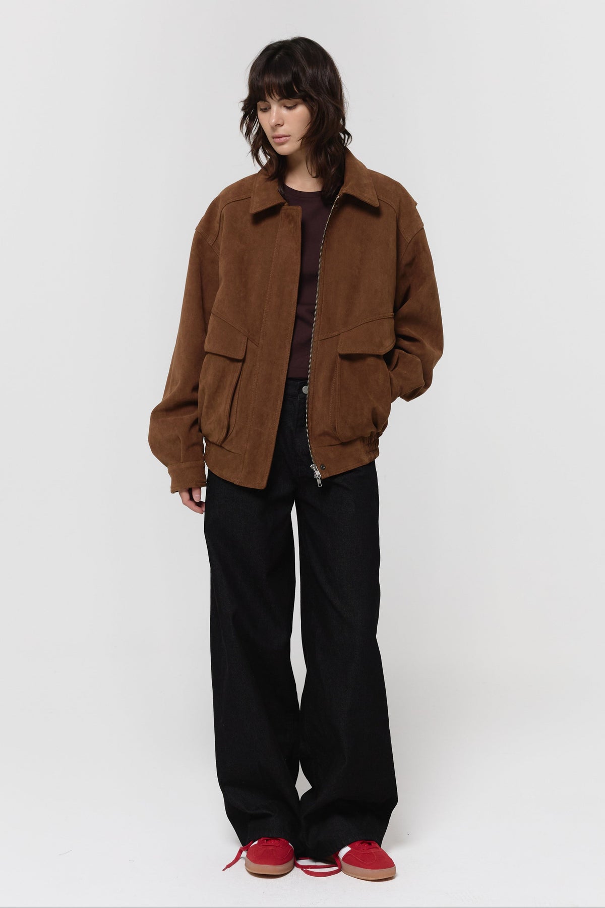 26FW FAUX SUEDE BOMBER