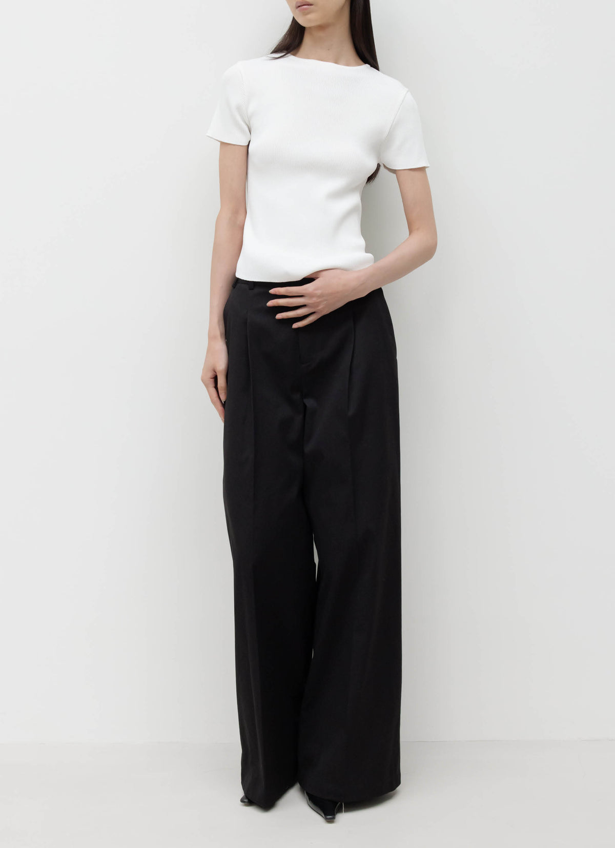 26FW RIBBED HALF SLEEVE KNIT