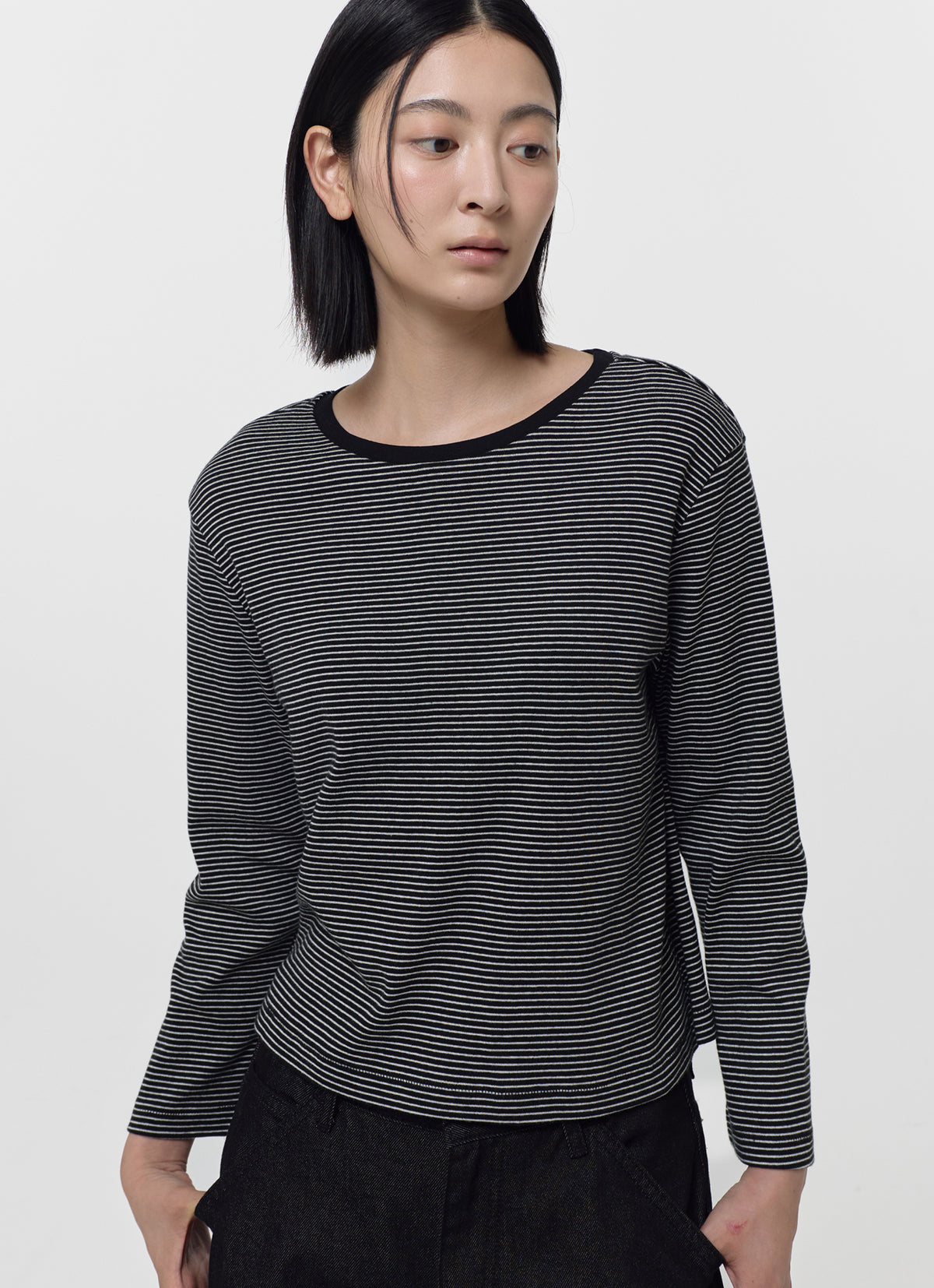 26FW MID SLEEVE STRIPE TOP