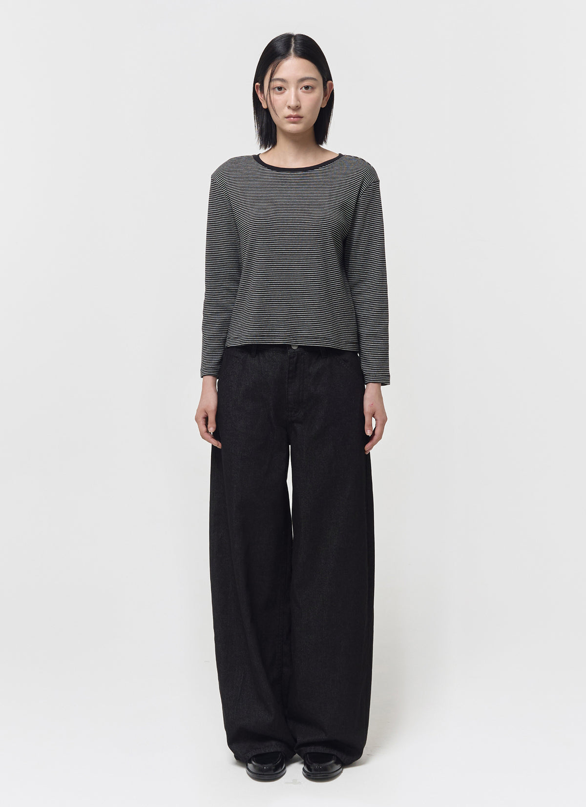 26FW MID SLEEVE STRIPE TOP