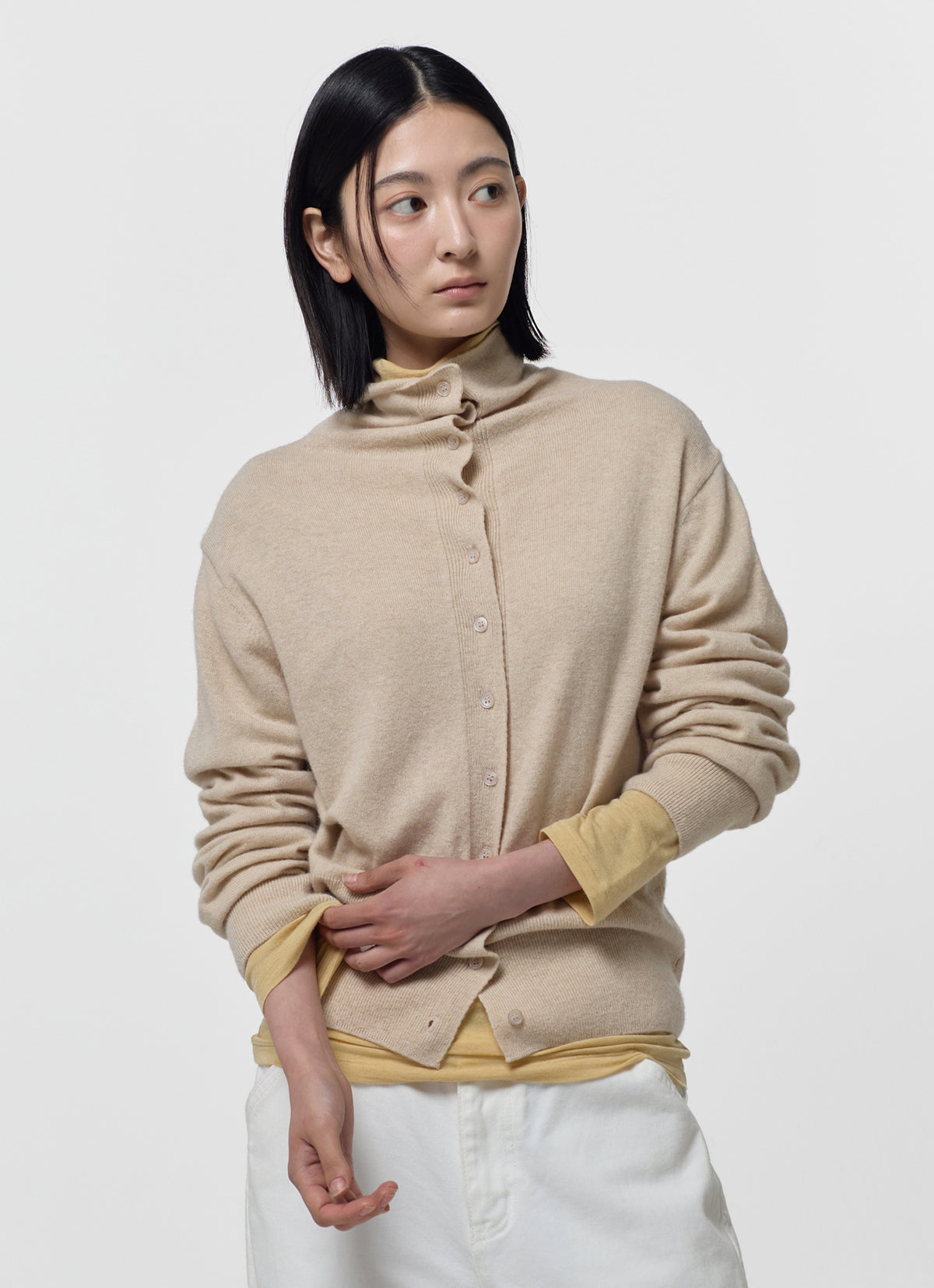 26FW WOOL BLEND HIGH-NECK CARDIGAN