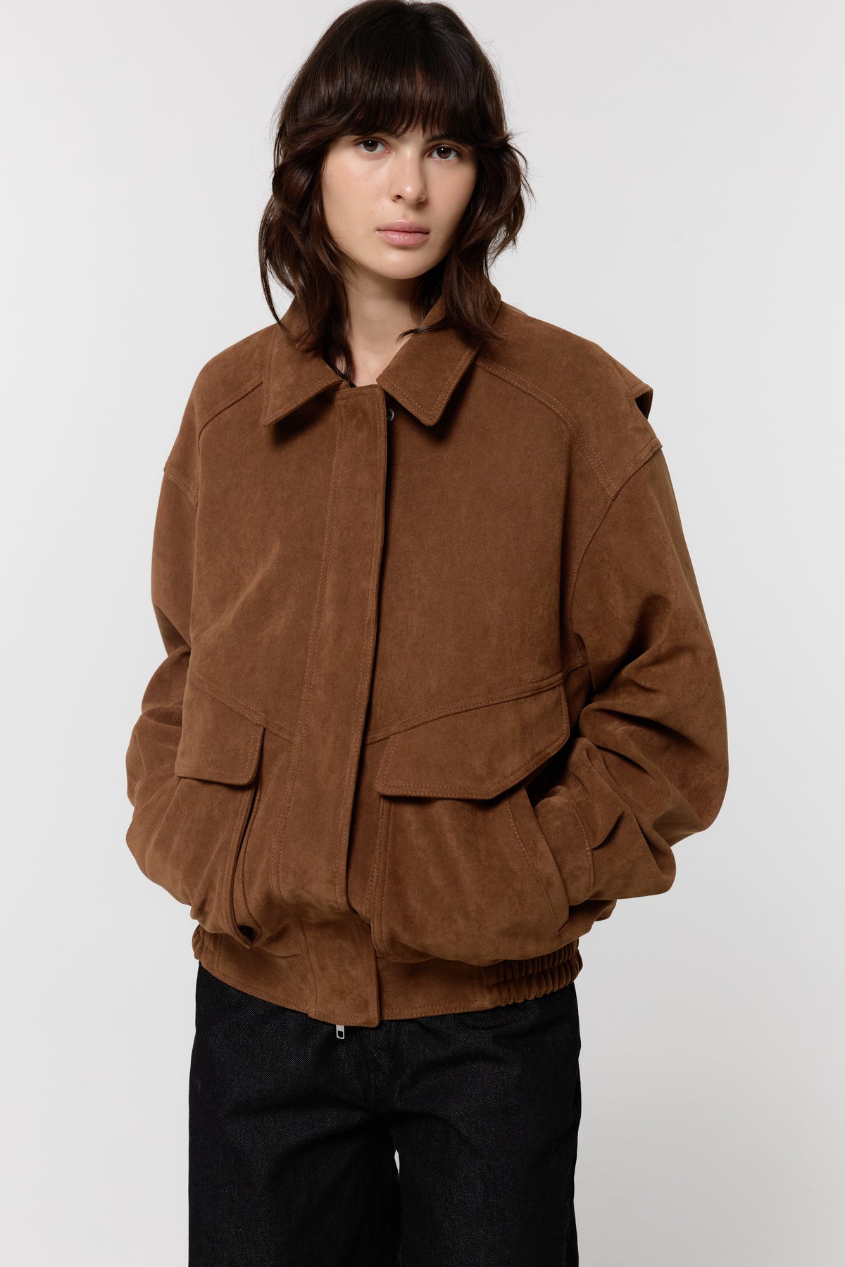 26FW FAUX SUEDE BOMBER