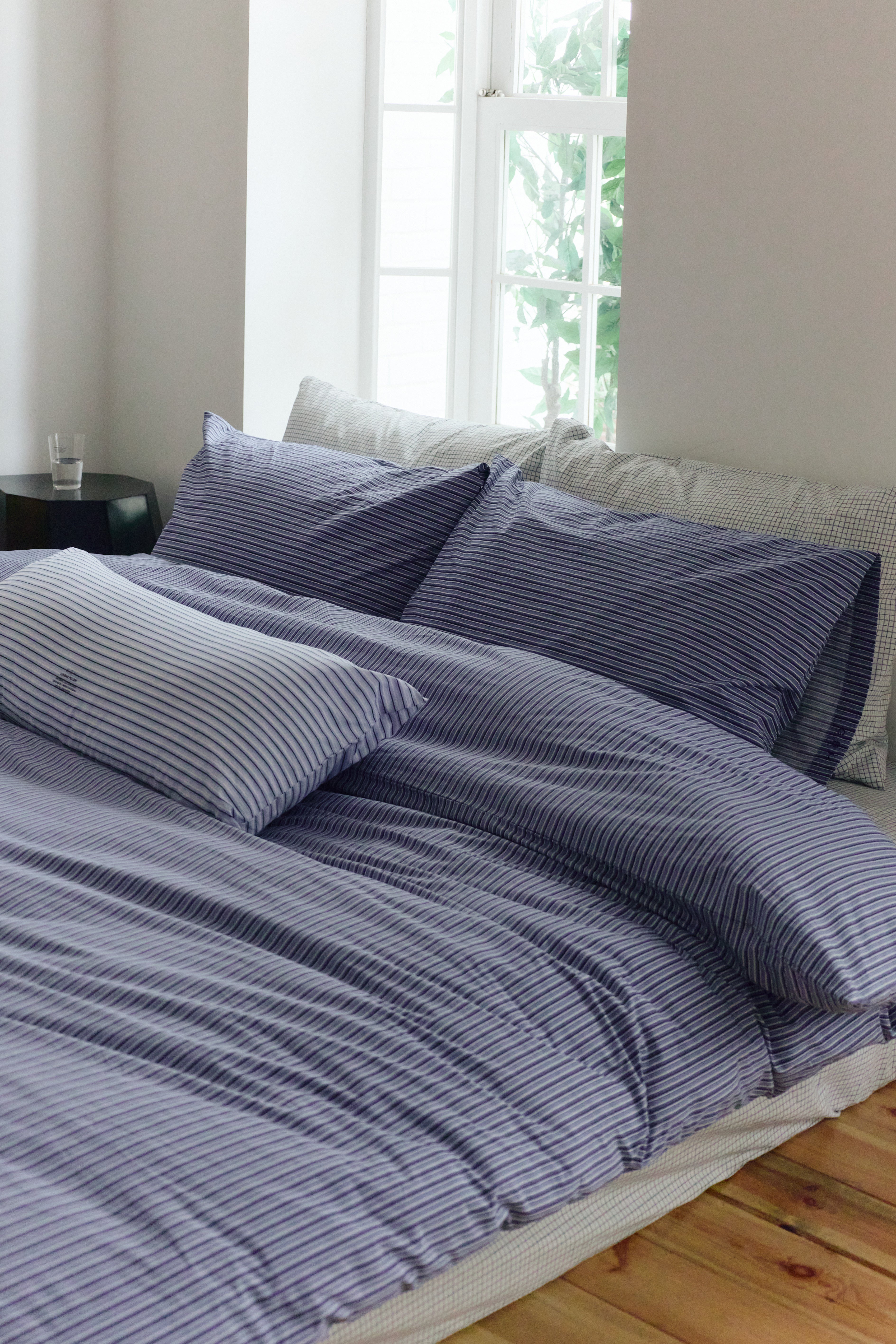 DUVET COVER - THIN STRIPE SEA / 2 SIZES