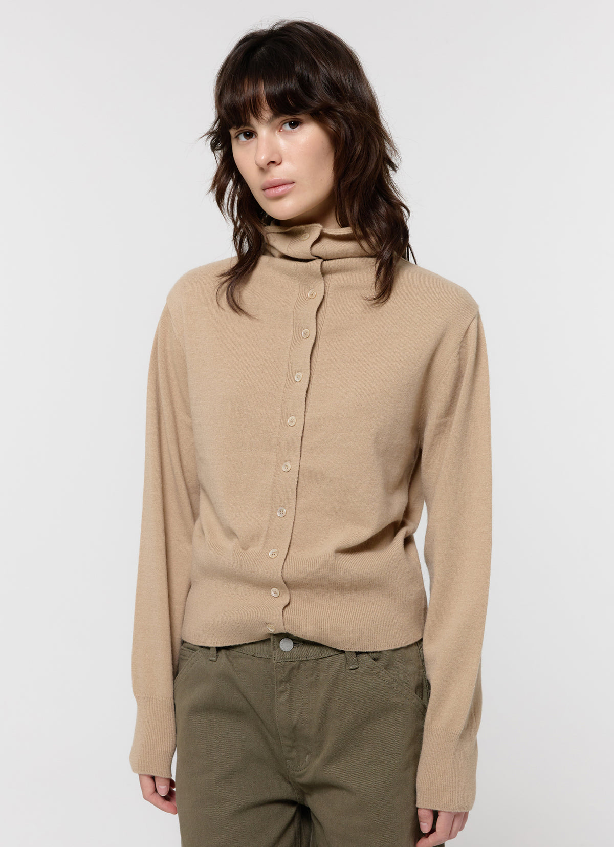 26FW MERINO WOOL HIGH-NECK CARDIGAN