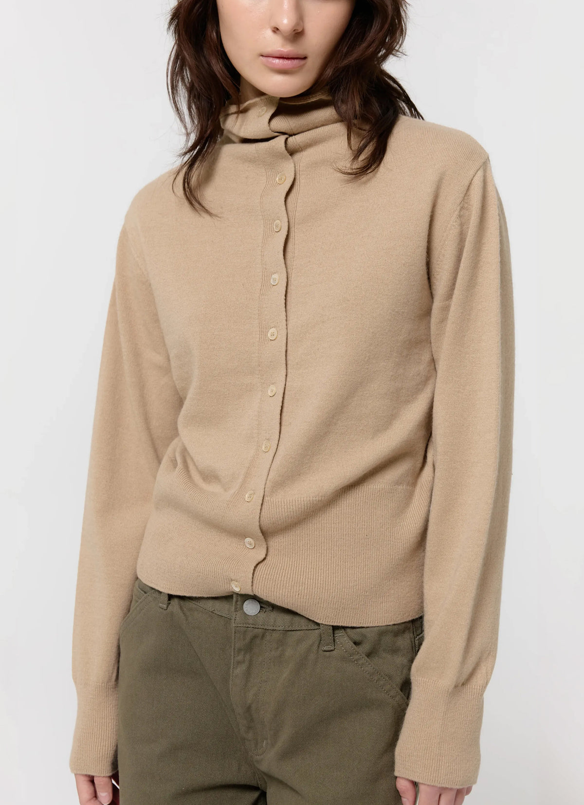 26FW MERINO WOOL HIGH-NECK CARDIGAN