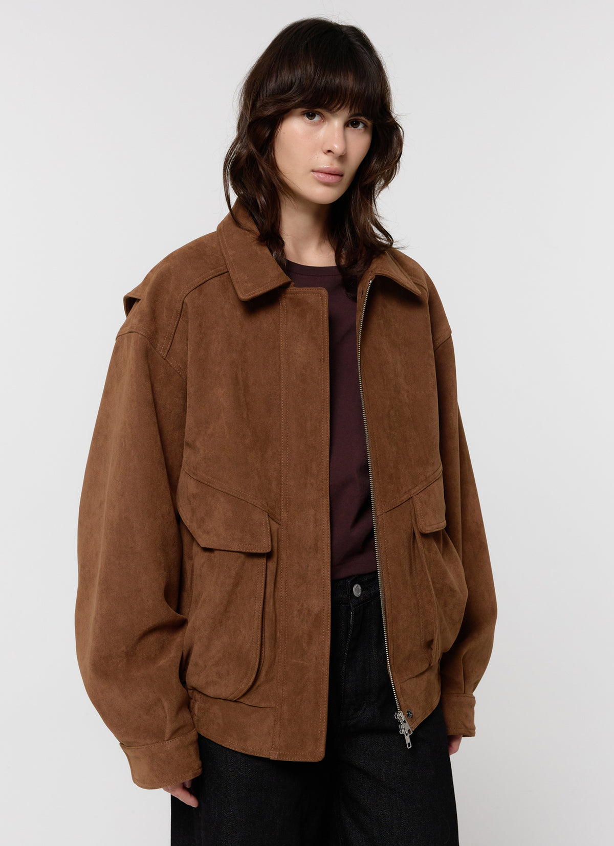 26FW FAUX SUEDE BOMBER