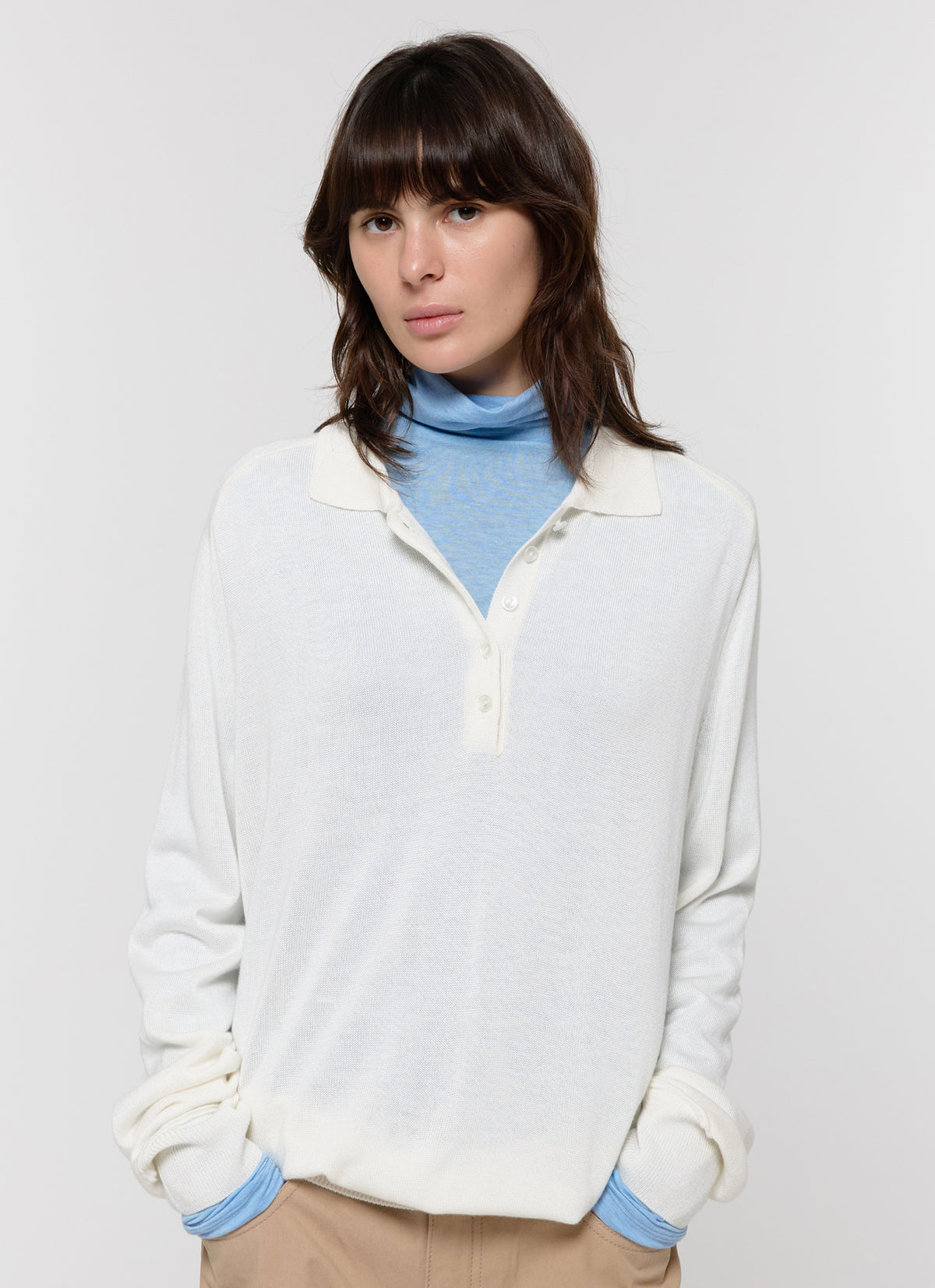 26FW WOOL SILK POLO KNIT