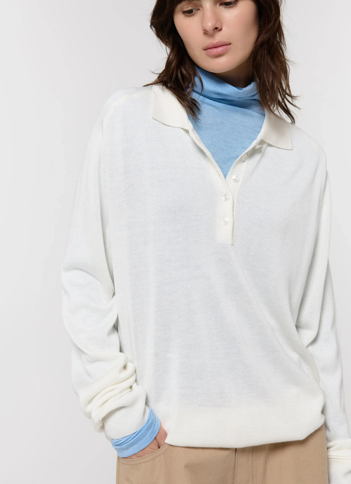26FW WOOL SILK POLO KNIT