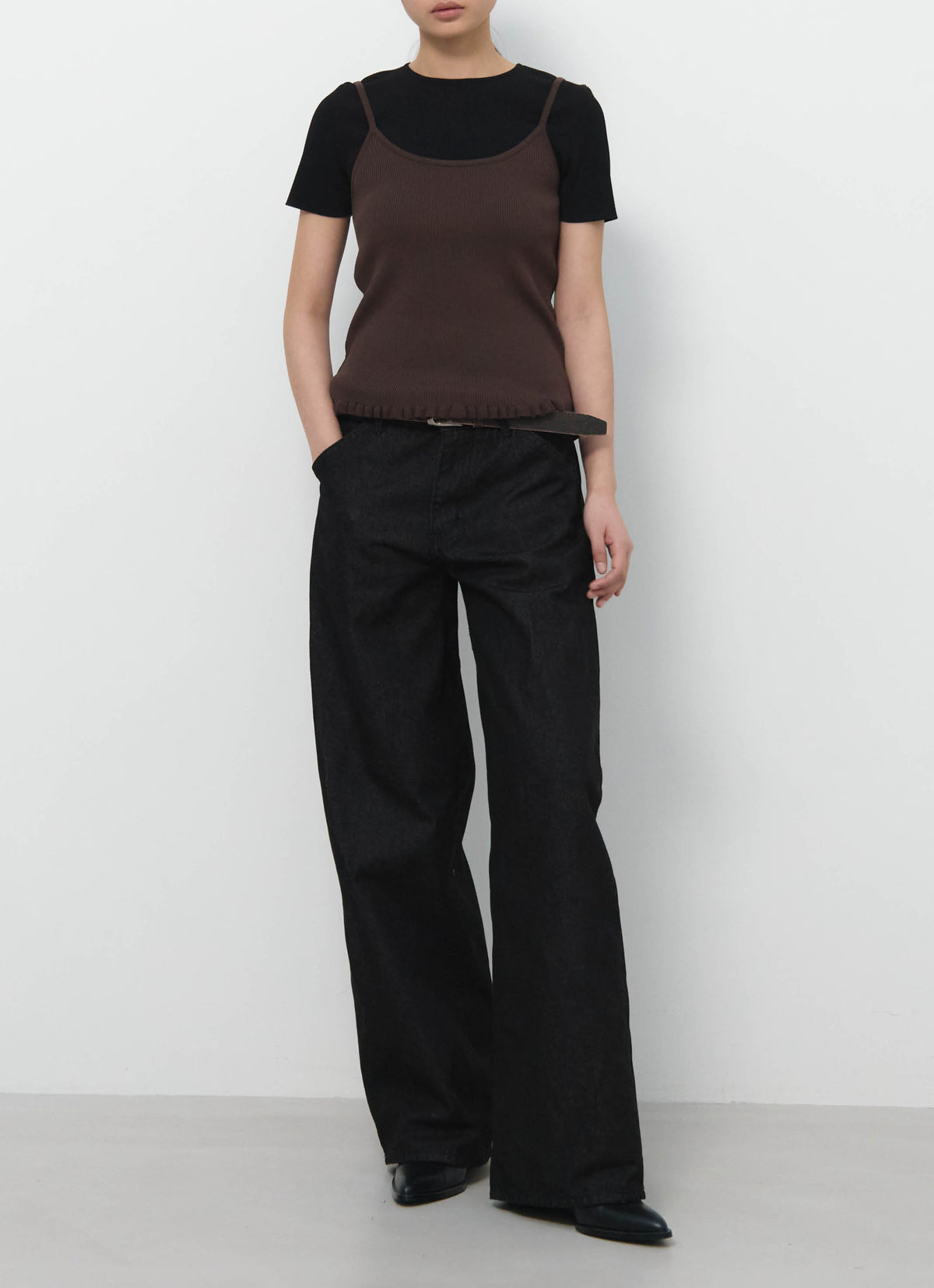 26FW RIBBED FRILL SLEEVELESS