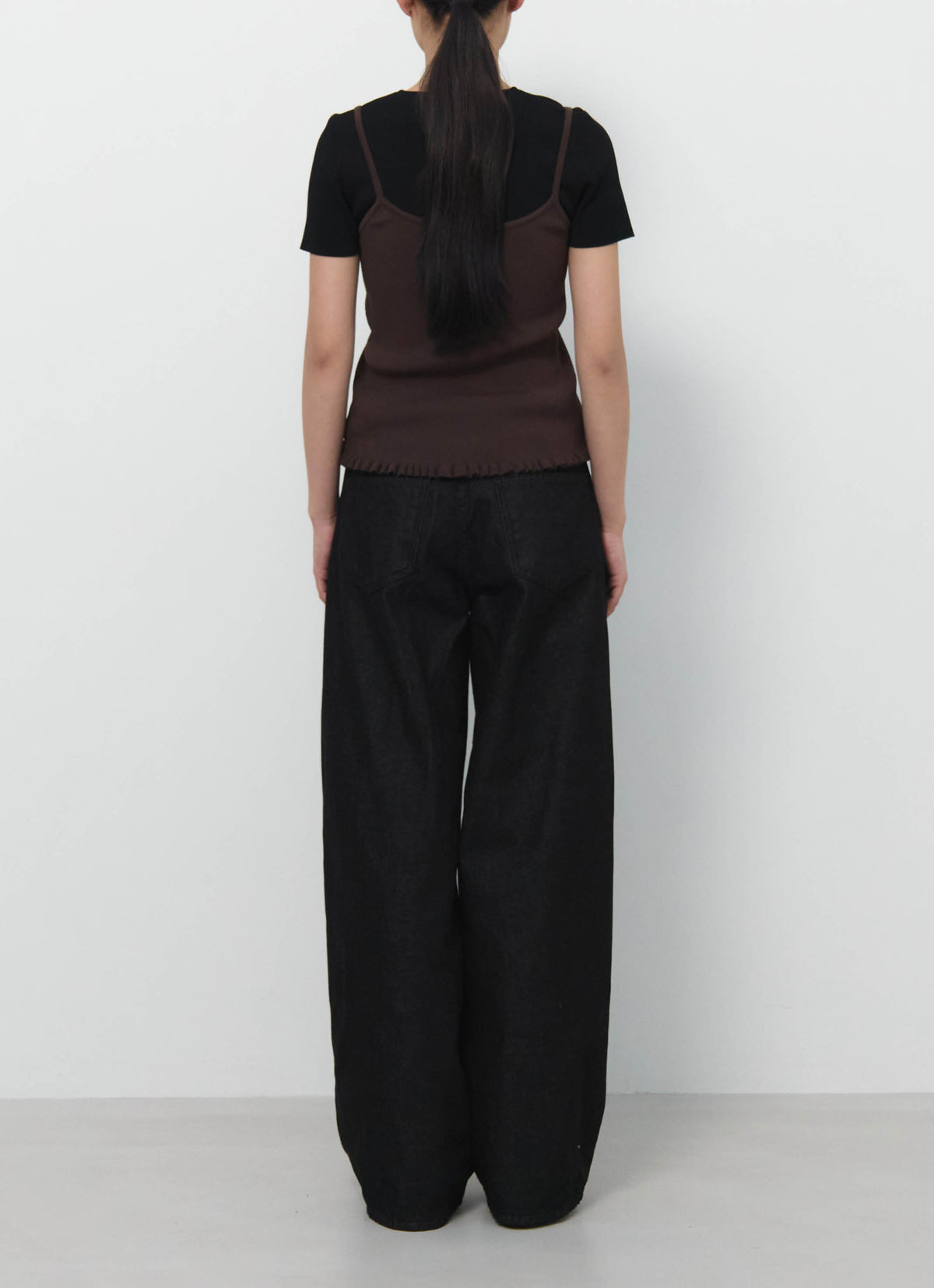 26FW RIBBED FRILL SLEEVELESS