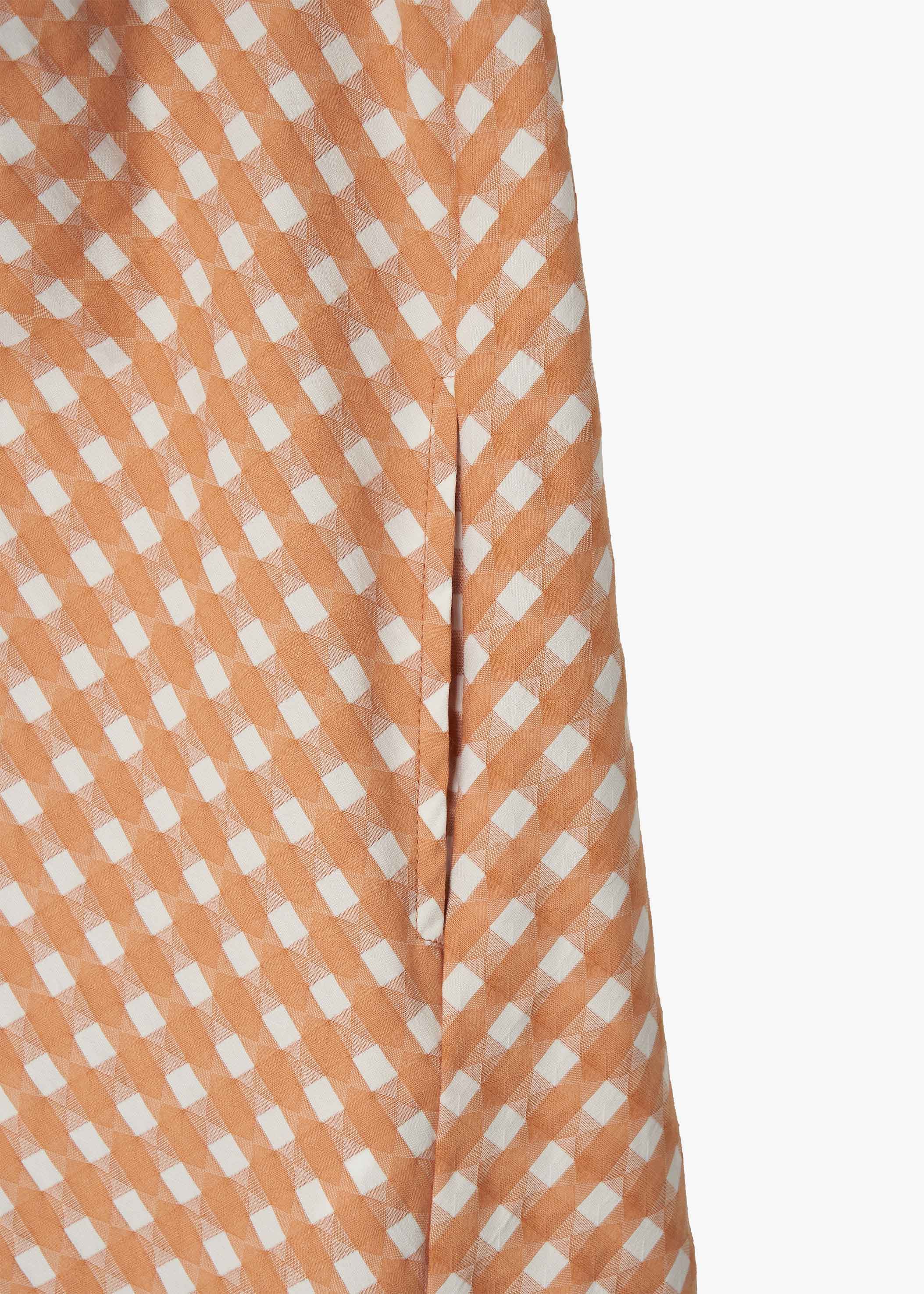 ORANGE SHIRRING DRESS
