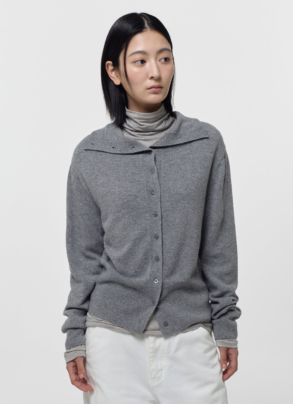 26FW WOOL BLEND HIGH-NECK CARDIGAN