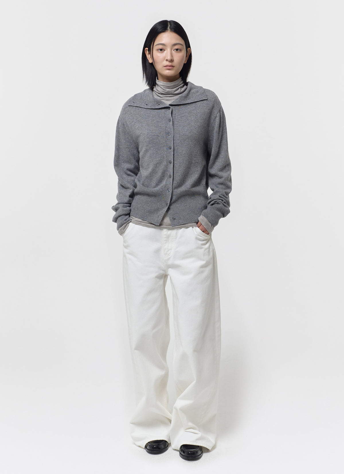 26FW WOOL BLEND HIGH-NECK CARDIGAN