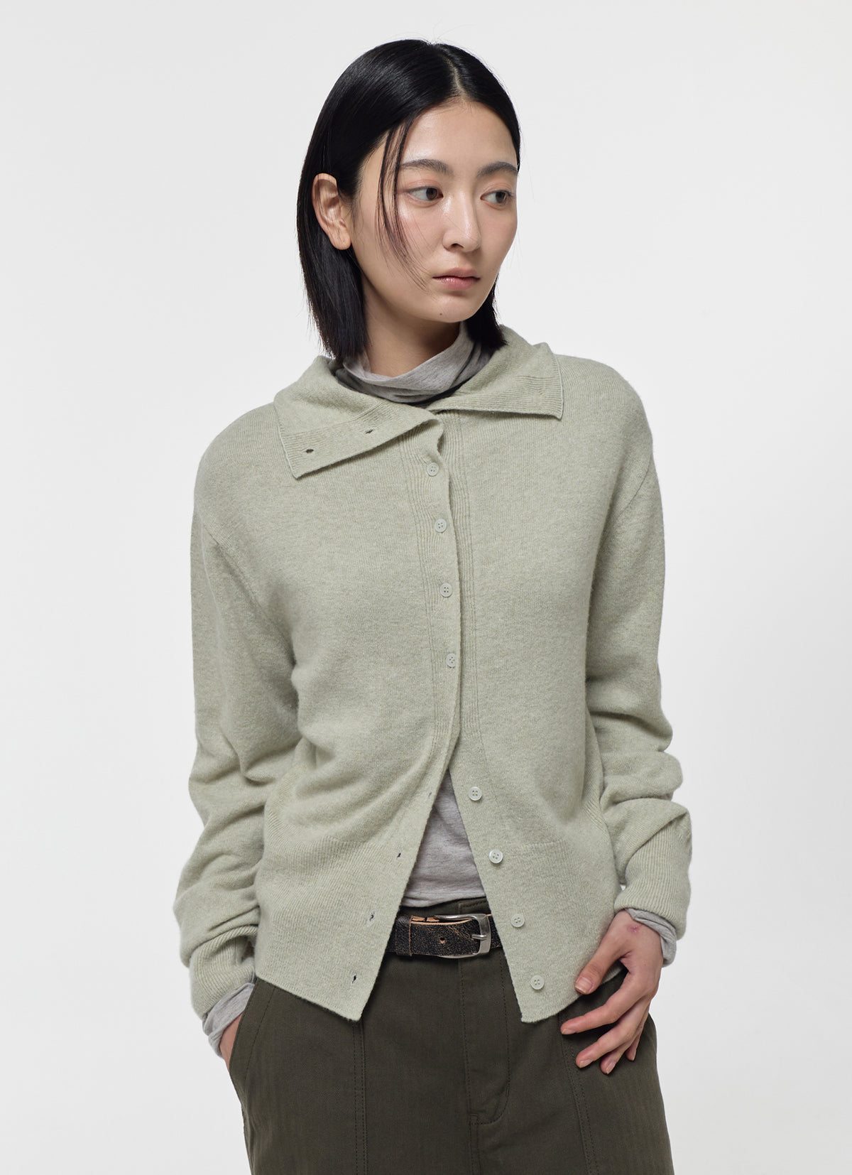 26FW WOOL BLEND HIGH-NECK CARDIGAN