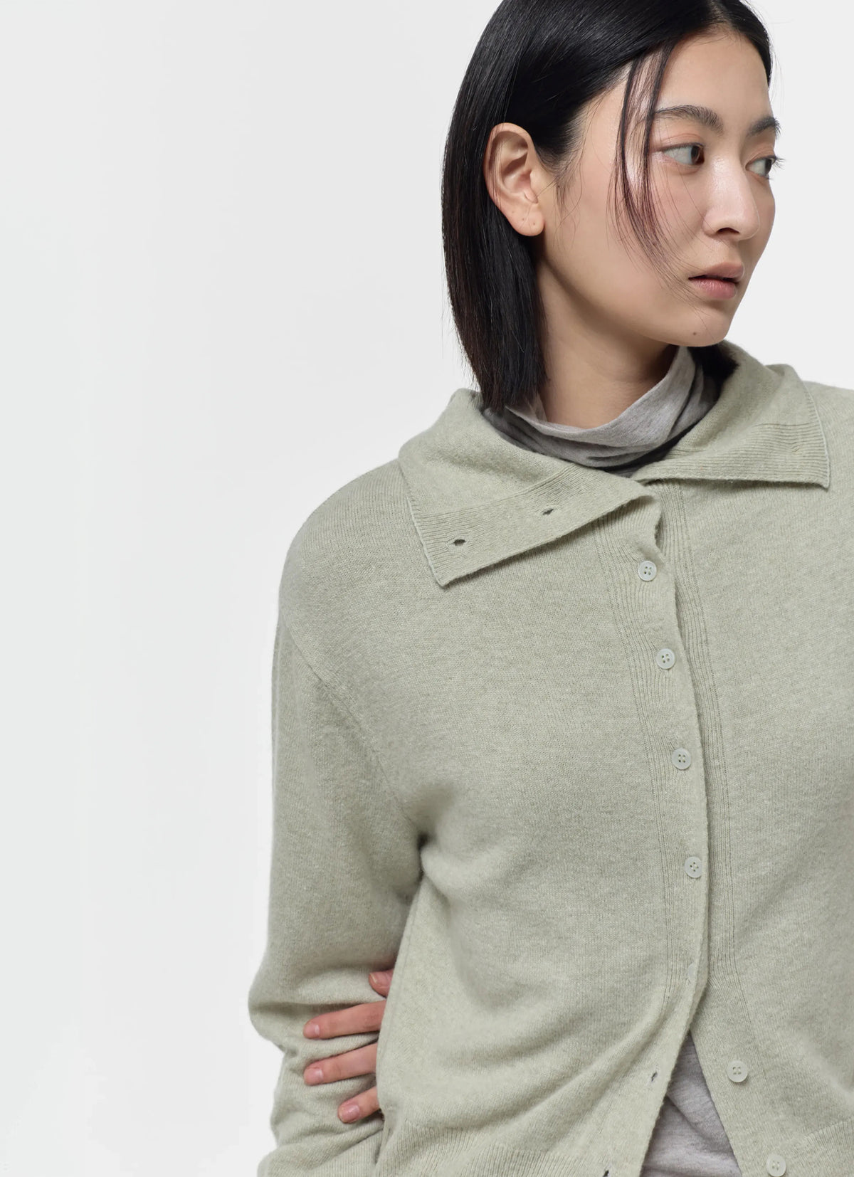 26FW WOOL BLEND HIGH-NECK CARDIGAN