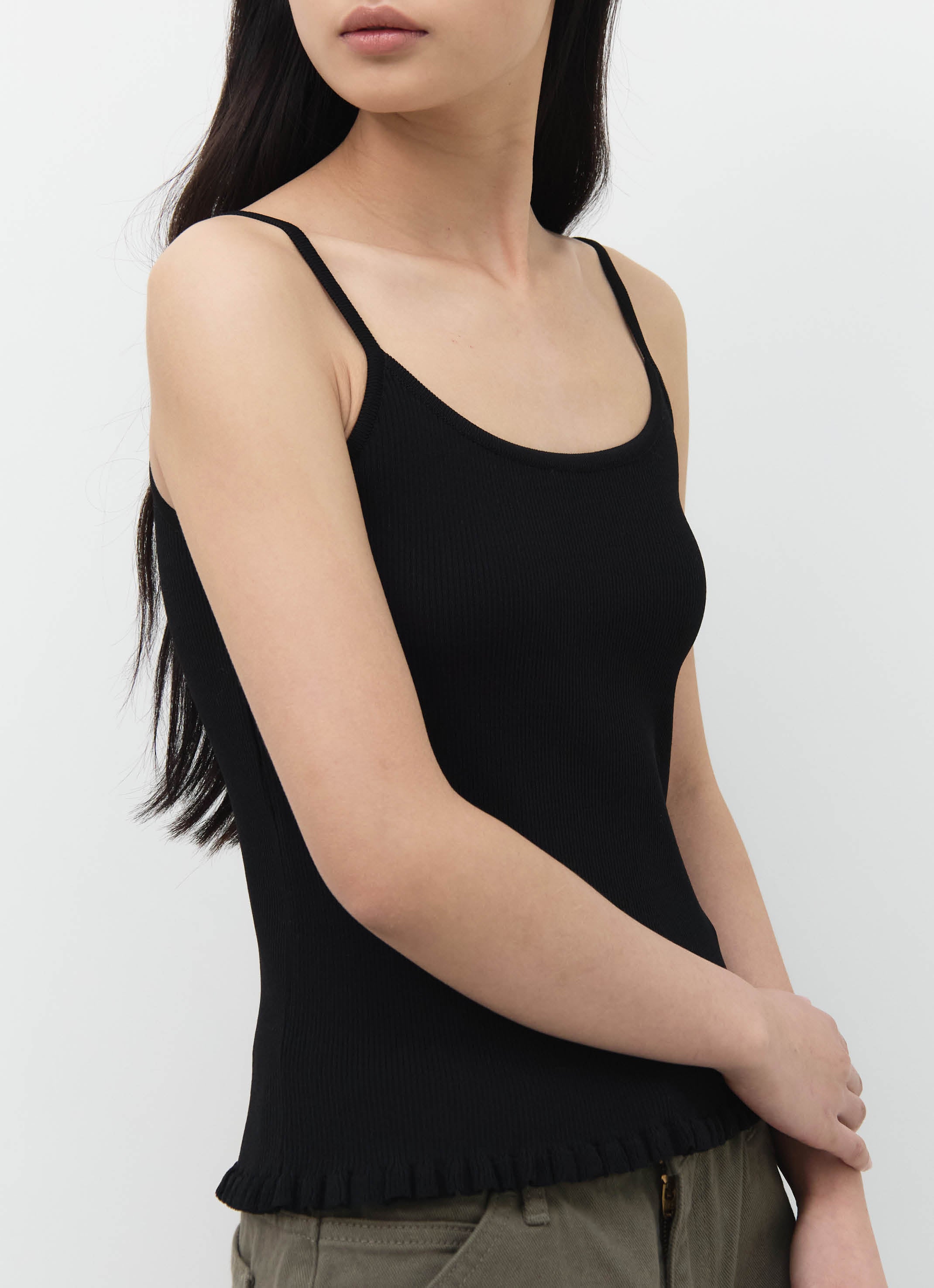 RIBBED FRILL SLEEVELESS