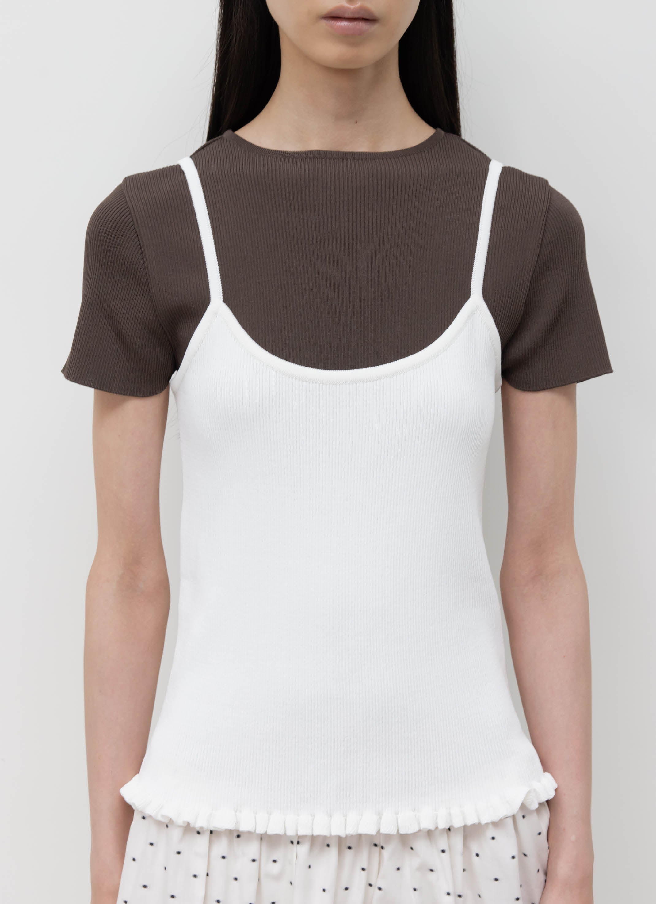 RIBBED FRILL SLEEVELESS